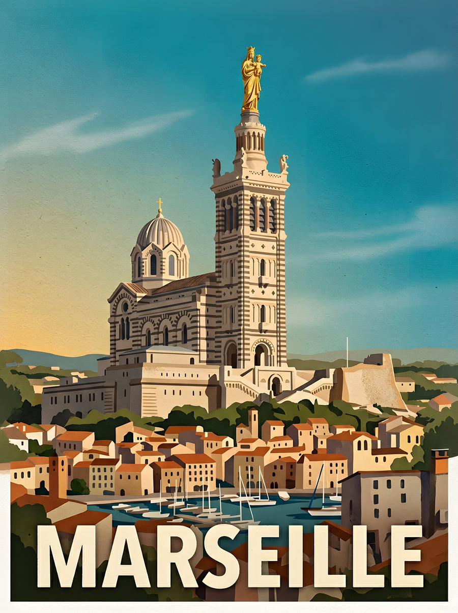 Affiche de Marseille - Basilique Notre-Dame de la Garde