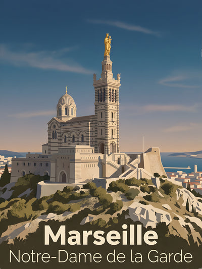Affiche de Marseille - Basilique Notre-Dame de la Garde