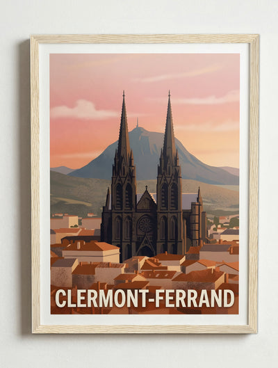 Affiche de Clermont-Ferrand – Cadre bois