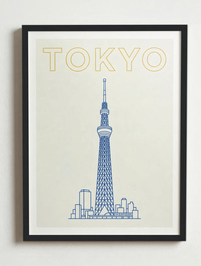 Affiche Tokyo — Tokyo Skytree | Travel Poster – Cadre noir