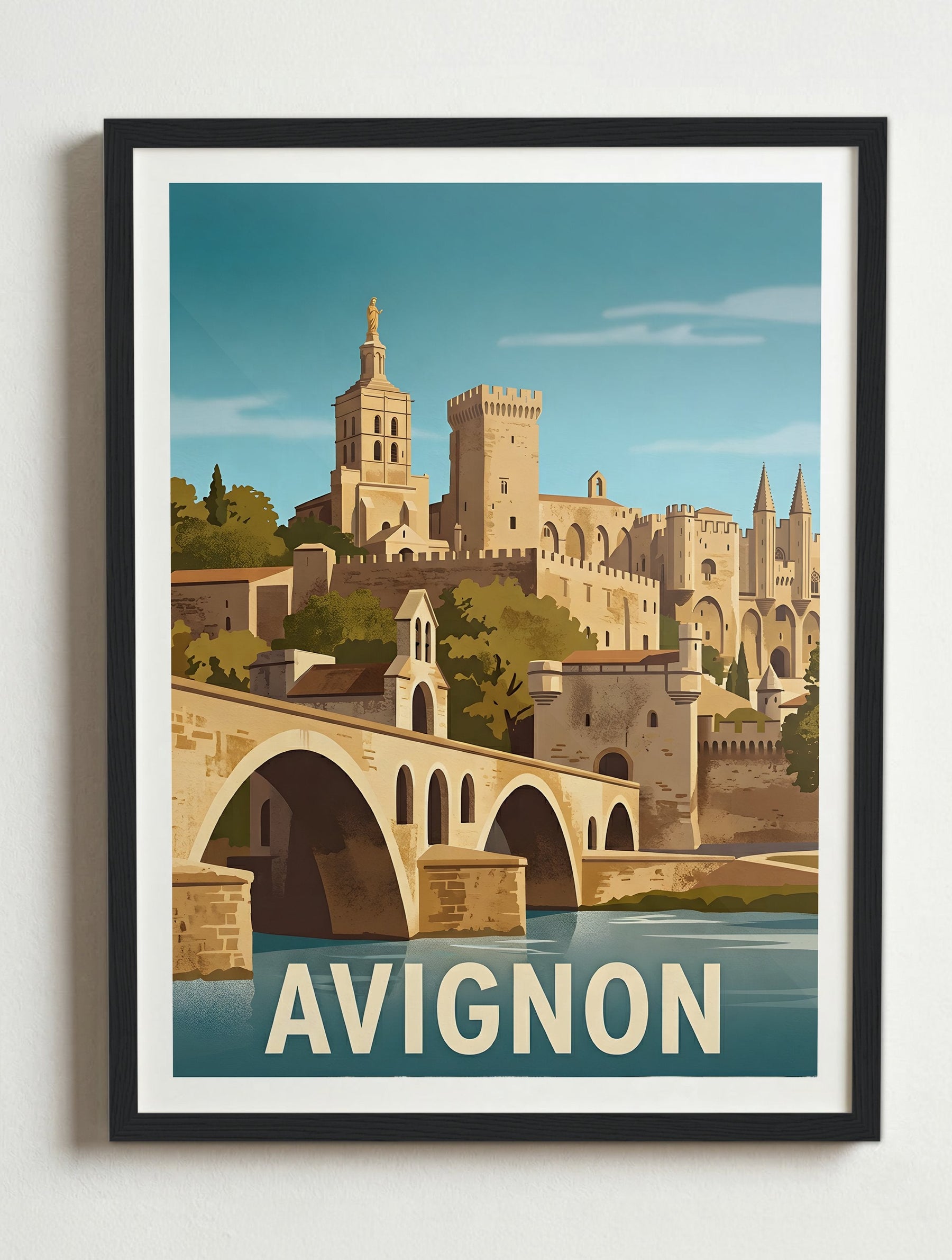 Affiche de Avignon, France - Pont Saint-Bénezet (Le Pont d'Avignon) – Cadre noir
