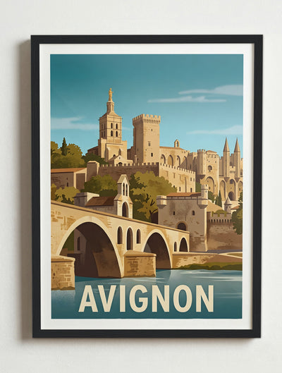 Affiche de Avignon, France - Pont Saint-Bénezet (Le Pont d'Avignon) – Cadre noir