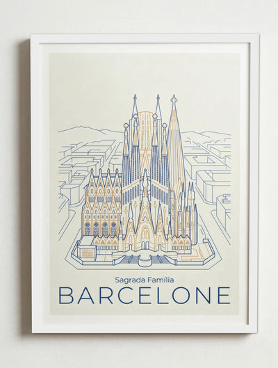 Affiche Barcelone – Cadre blanc