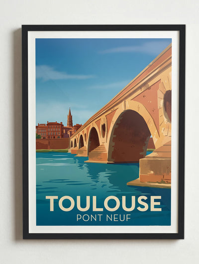 Affiche de Toulouse - Pont Neuf – Cadre noir