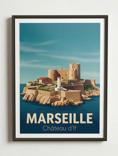 Affiche de Marseille - Château d'If – Cadre métal