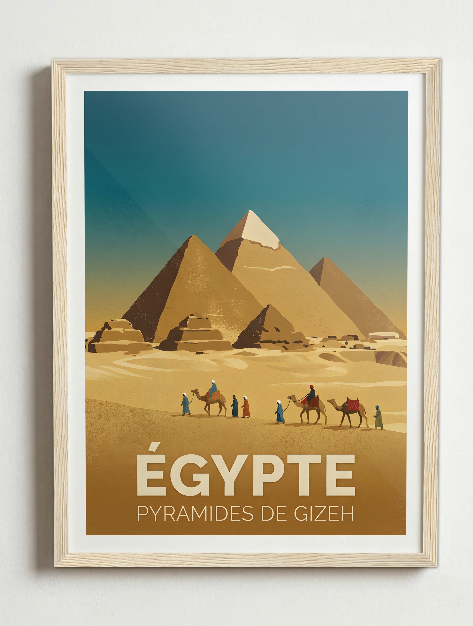 Affiche de Égypte - Pyramides de Gizeh – Cadre bois