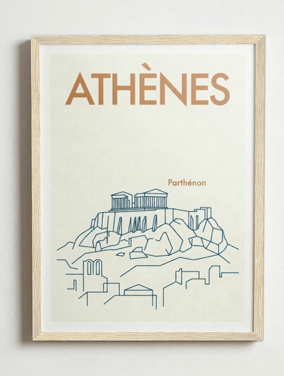 Affiche Athènes – Cadre bois