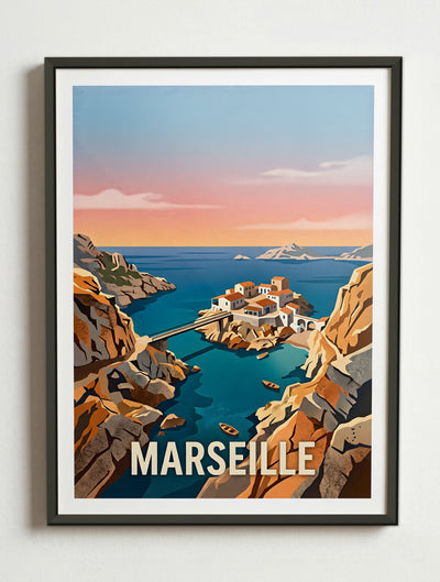 Affiche de Marseille - Baie des Singes – Cadre métal
