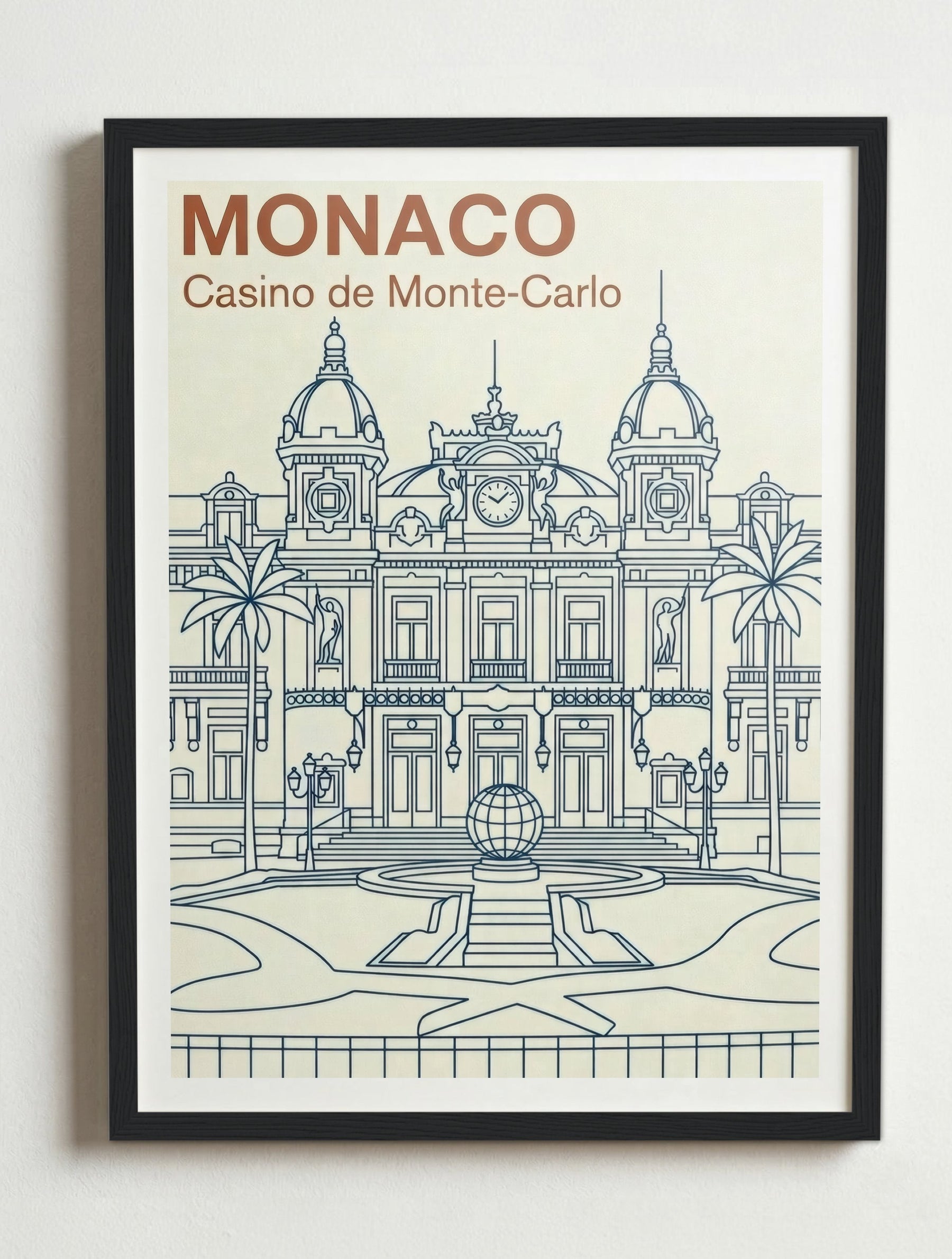 Affiche de Monaco-Ville – Cadre noir