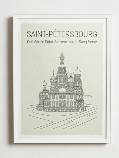 Affiche de Saint-Pétersbourg – Cadre blanc