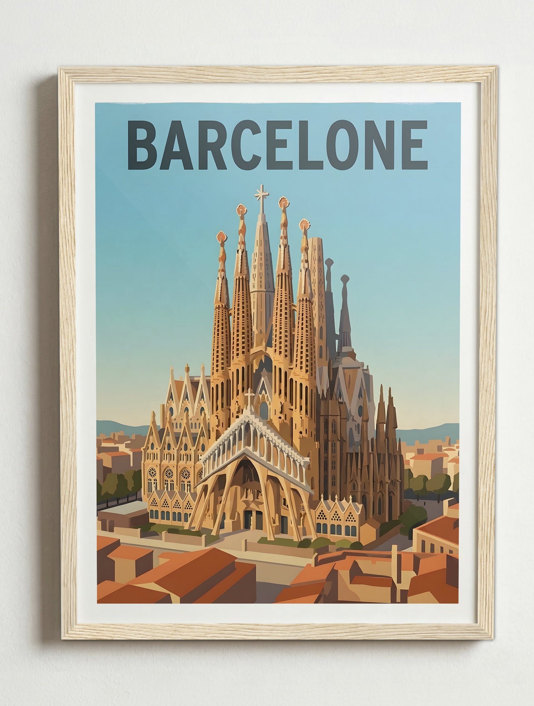 Affiche de Barcelone - Sagrada Familia – Cadre bois
