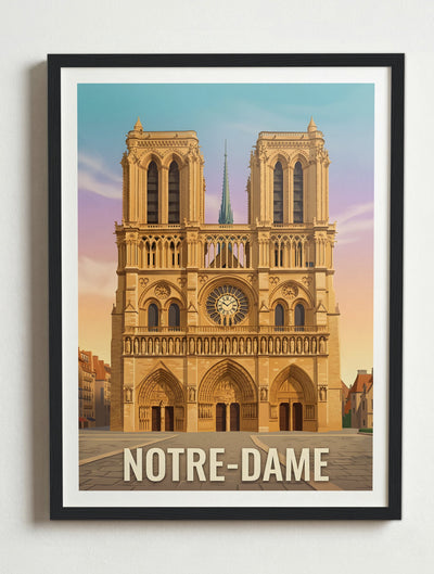 Affiche de Paris - Cathédrale Notre-Dame de Paris – Cadre noir