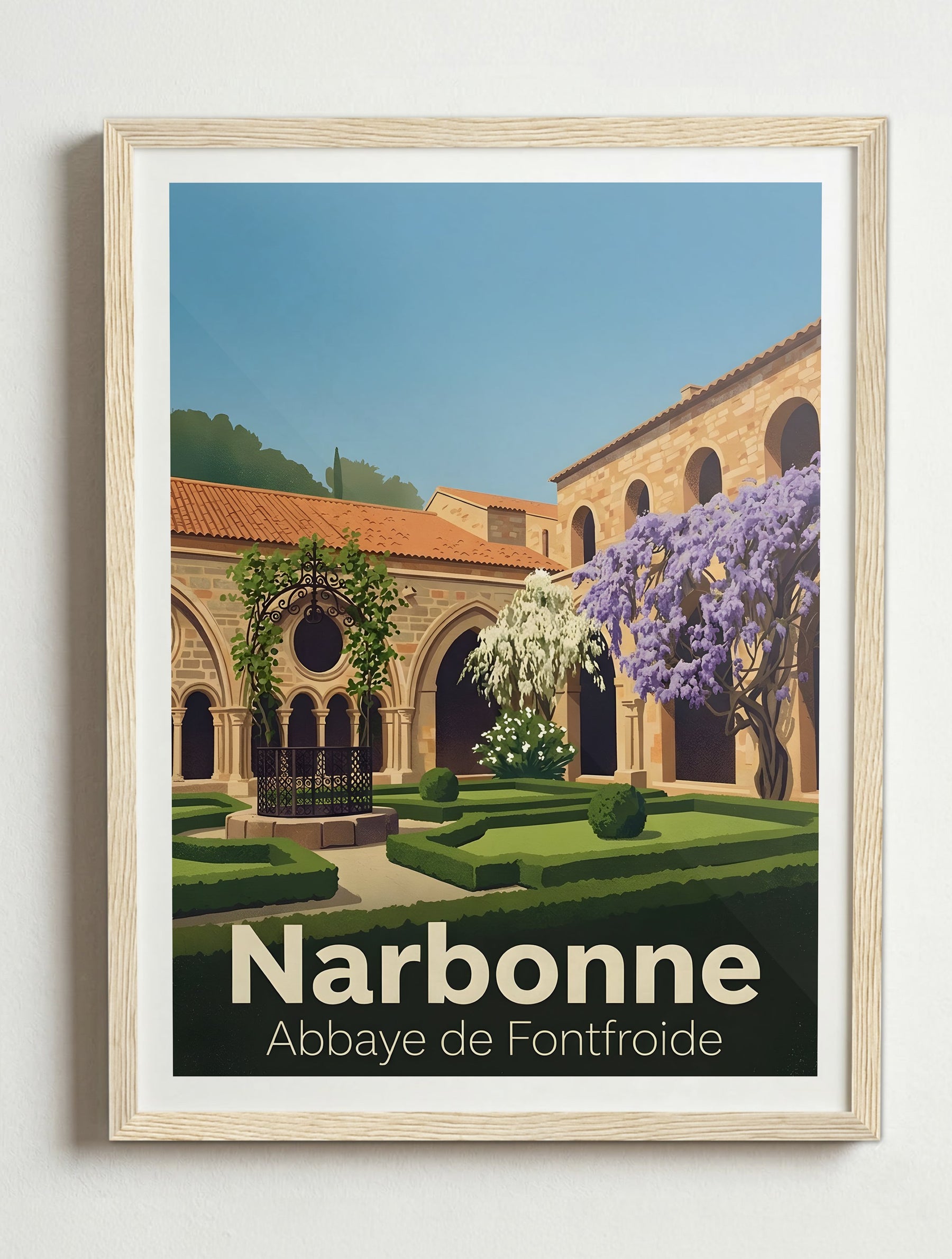 Affiche de Narbonne - Abbaye de Fontfroide – Cadre bois