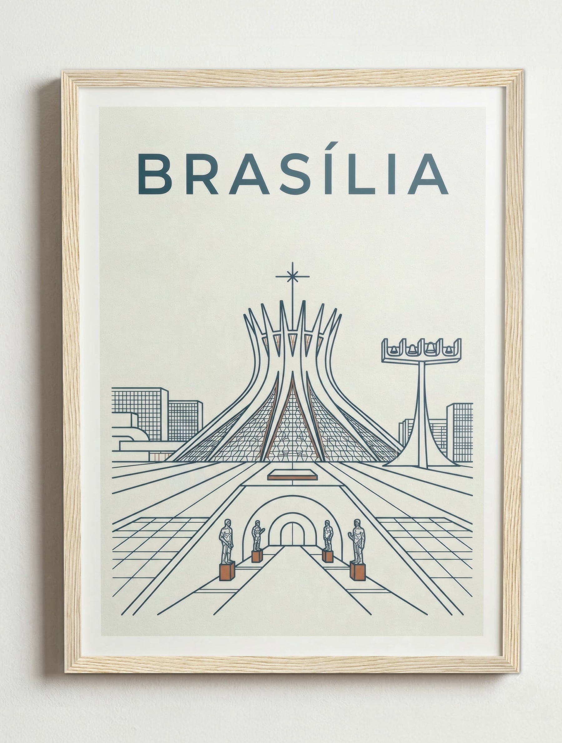 Affiche de Brasília – Cadre bois