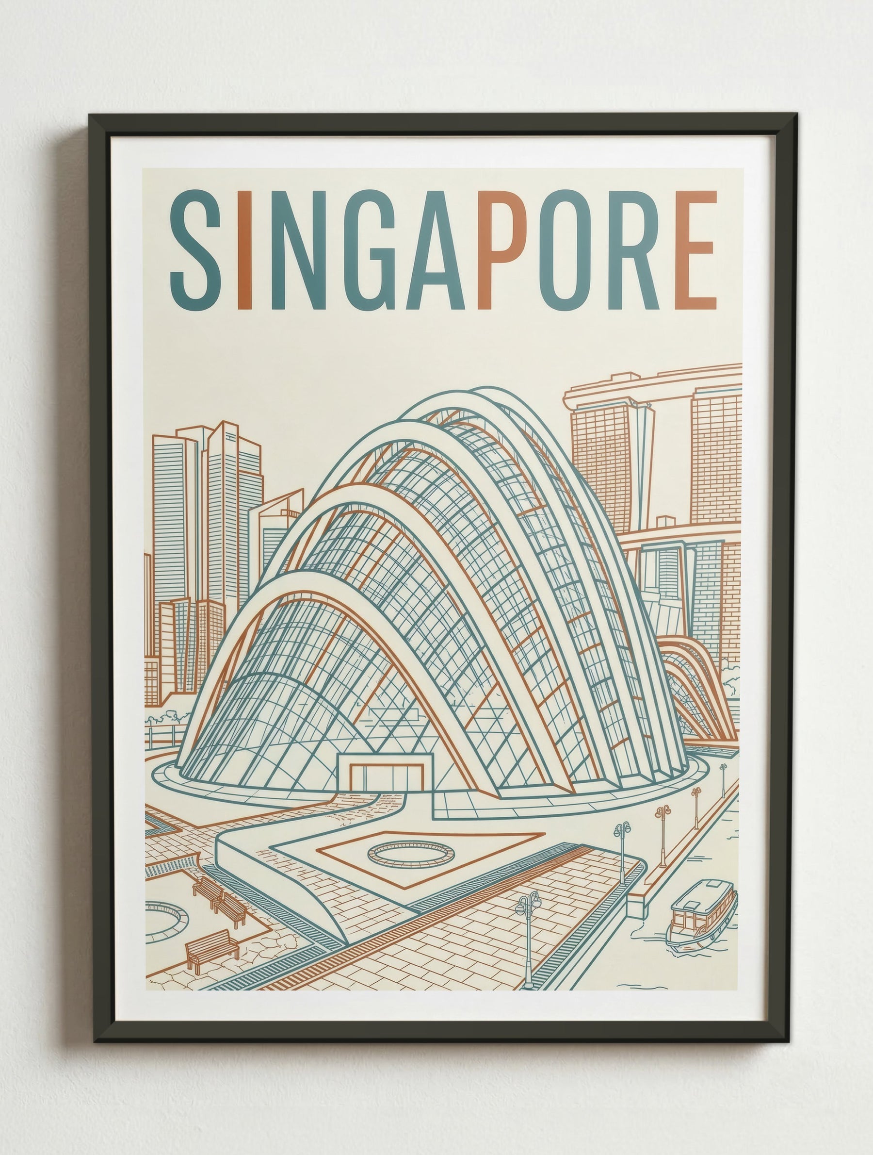 Affiche de Singapore – Cadre métal