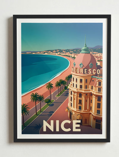 Affiche de Nice - Promenade de Anglais – Cadre noir