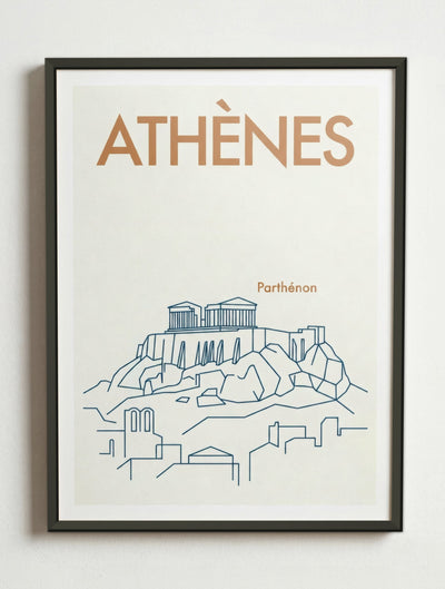 Affiche Athènes – Cadre métal