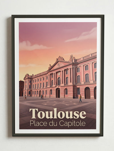 Affiche de Toulouse - Place du Capitole – Cadre métal