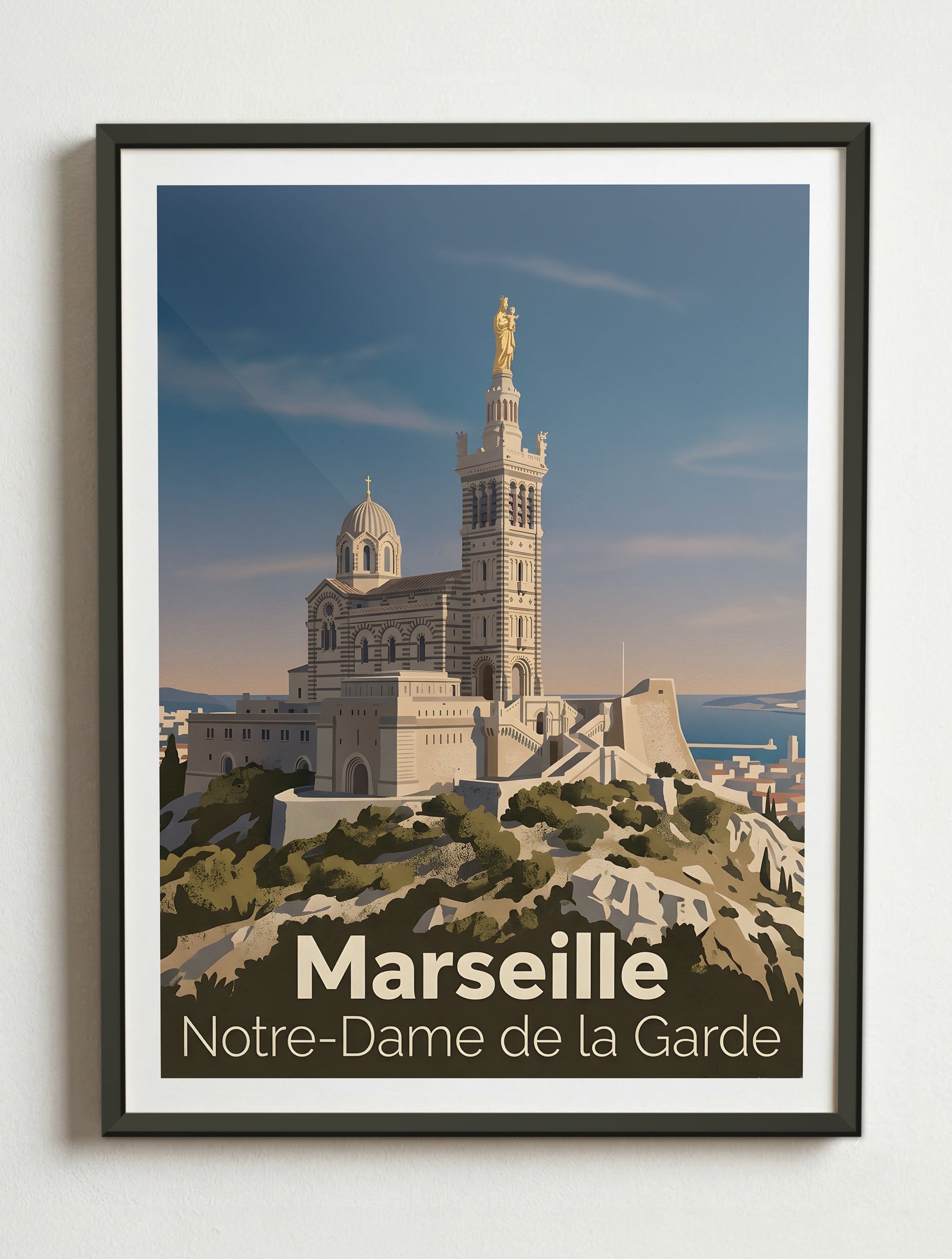 Affiche de Marseille - Basilique Notre-Dame de la Garde – Cadre métal
