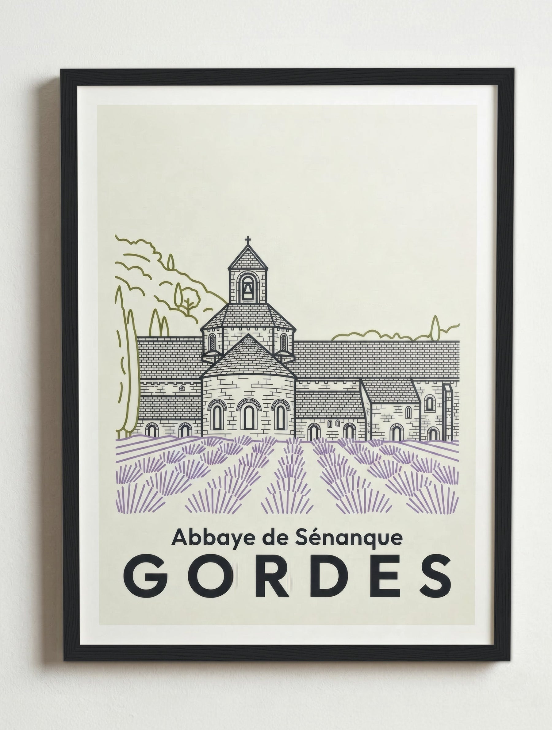 Affiche de Gordes – Cadre noir