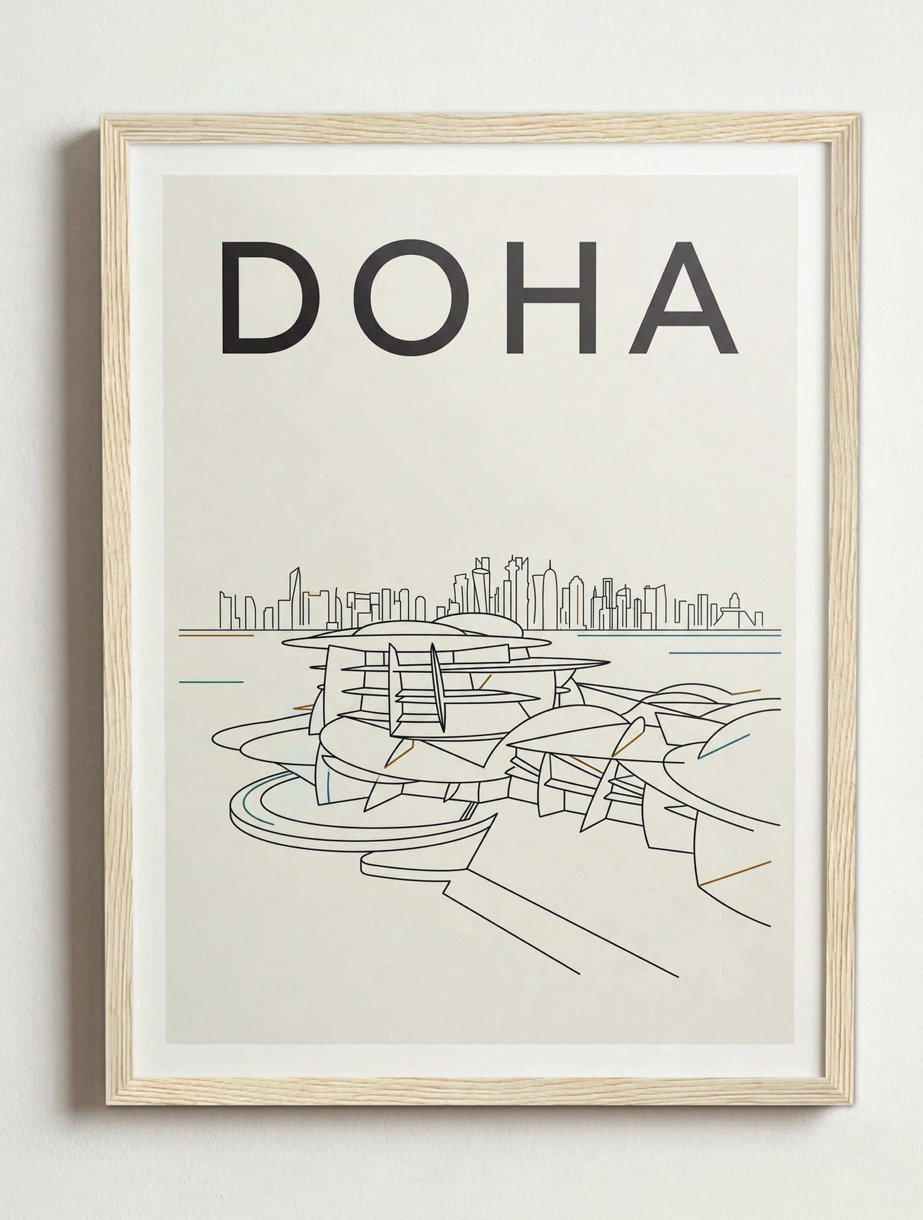 Affiche de Doha – Cadre bois