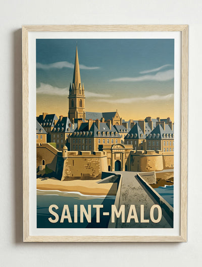 Affiche de Saint-Malo - Les Remparts de Saint-Malo – Cadre bois