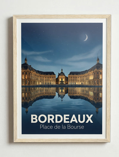 Affiche de Bordeaux - Place de la Bourse – Cadre bois