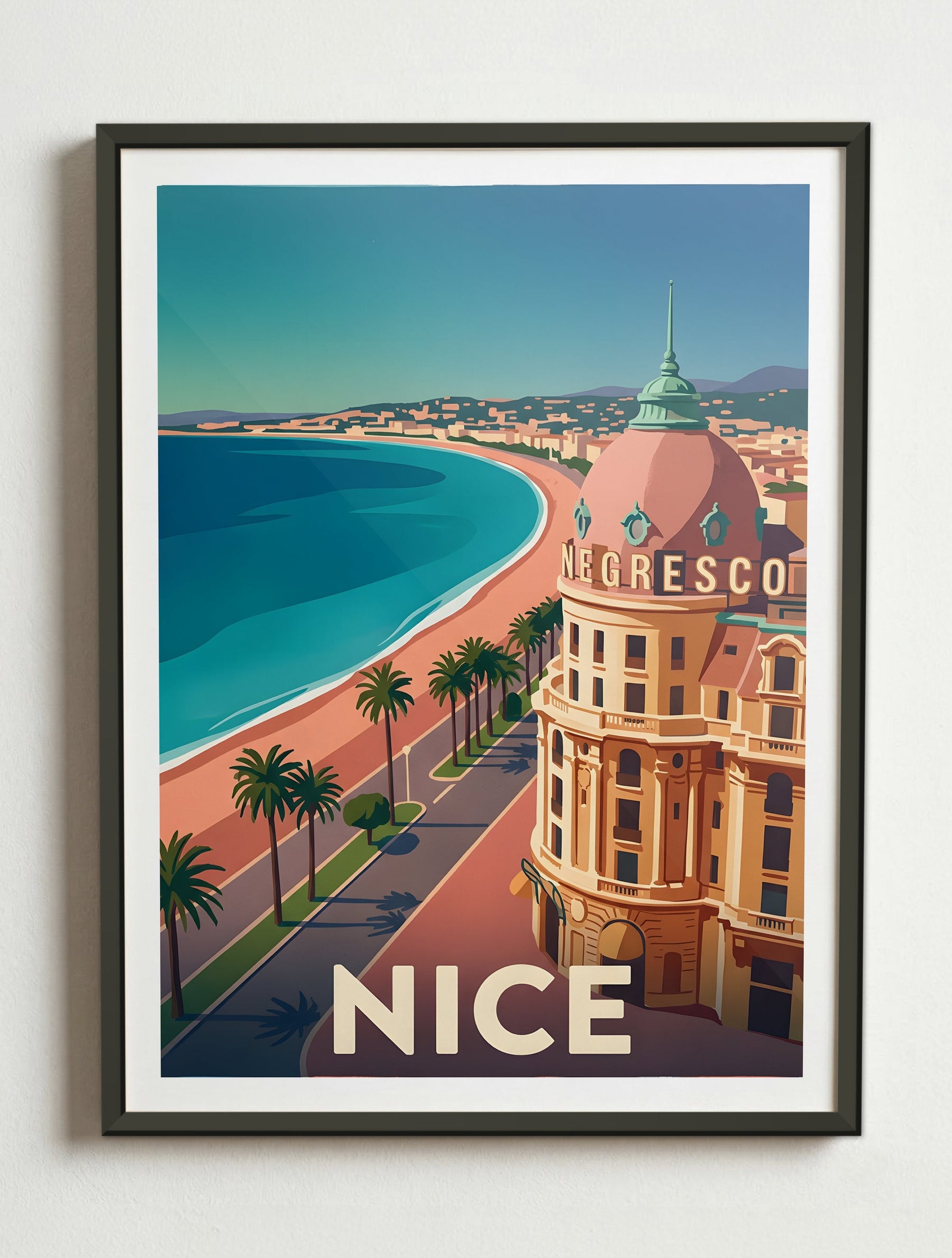 Affiche de Nice - Promenade de Anglais – Cadre métal