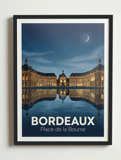 Affiche de Bordeaux - Place de la Bourse – Cadre noir