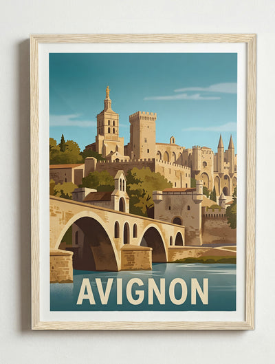 Affiche de Avignon, France - Pont Saint-Bénezet (Le Pont d'Avignon) – Cadre bois