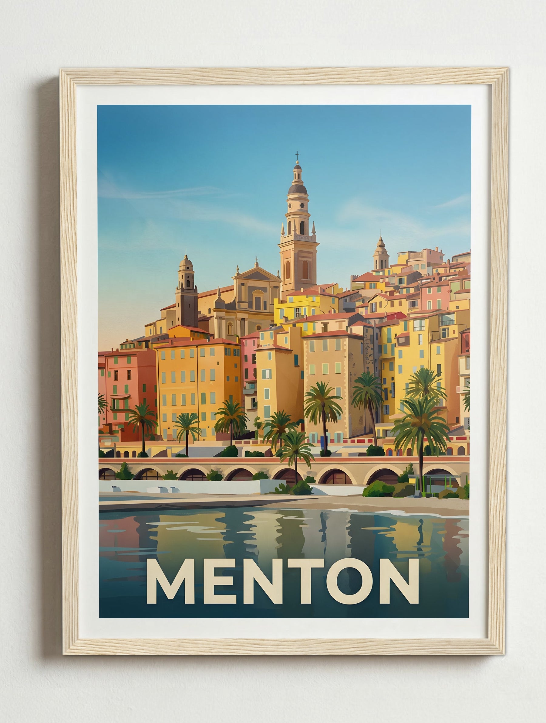 Affiche de Menton – Cadre bois