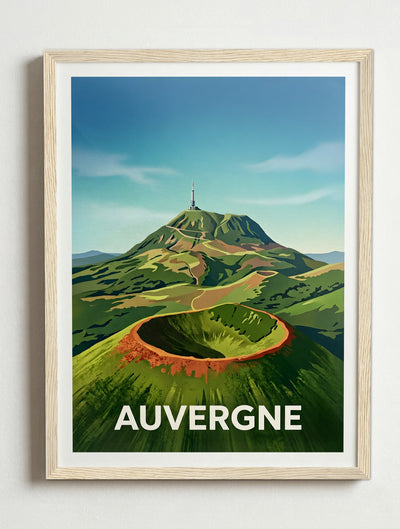 Affiche de Auvergne – Cadre bois