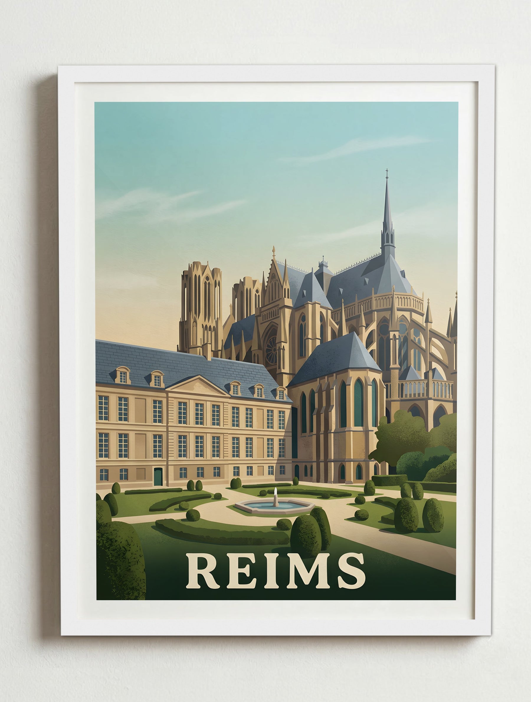 Affiche de Reims – Cadre blanc