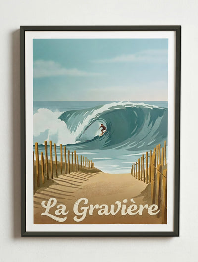 Affiche de Hossegor - La gravière – Cadre métal
