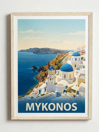 Affiche de Mykonos – Cadre bois