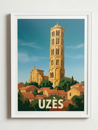 Affiche de Uzès – Cadre blanc