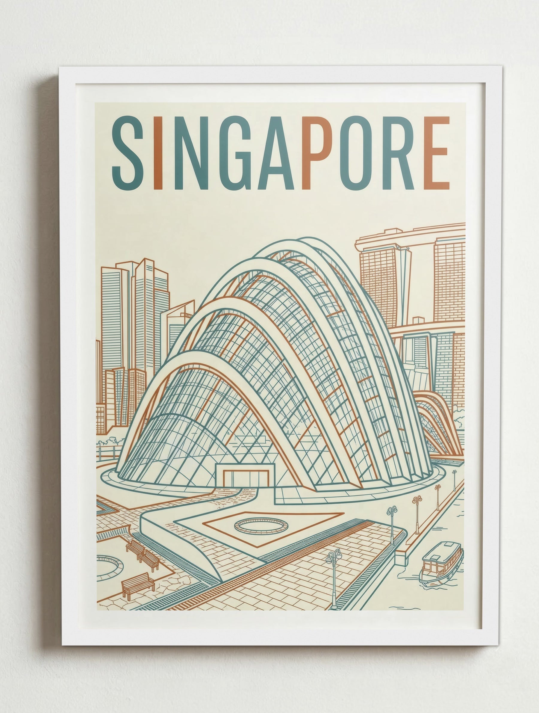 Affiche de Singapore – Cadre blanc