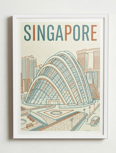 Affiche de Singapore – Cadre blanc