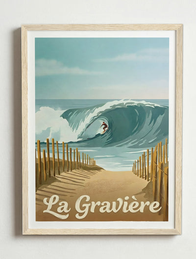 Affiche de Hossegor - La gravière – Cadre bois