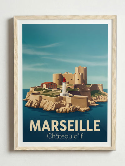 Affiche de Marseille - Château d'If – Cadre bois