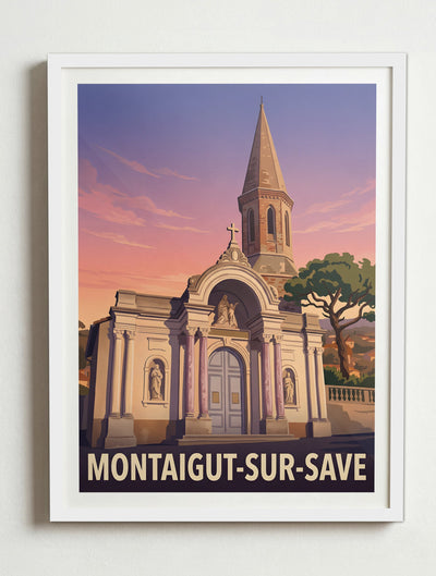 Affiche de Montaigut-sur-Save, France - – Cadre blanc