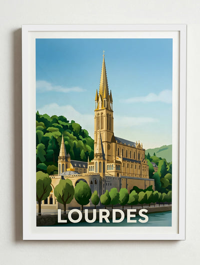 Affiche de Lourdes – Cadre blanc