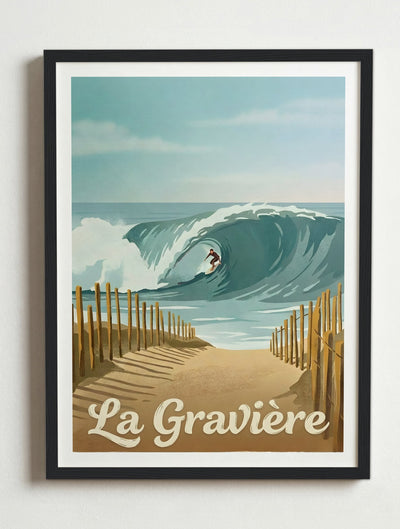 Affiche de Hossegor - La gravière – Cadre noir