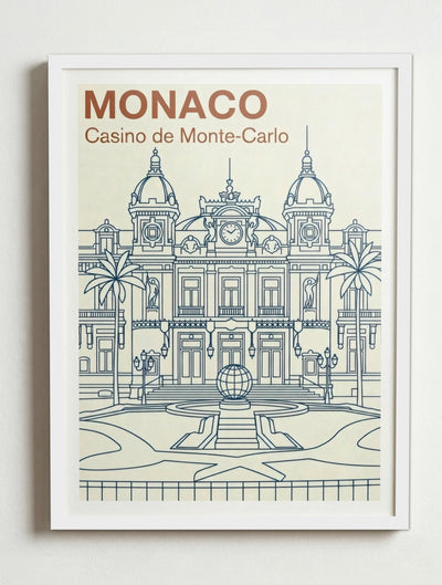 Affiche de Monaco-Ville – Cadre blanc
