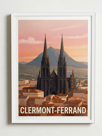 Affiche de Clermont-Ferrand – Cadre blanc