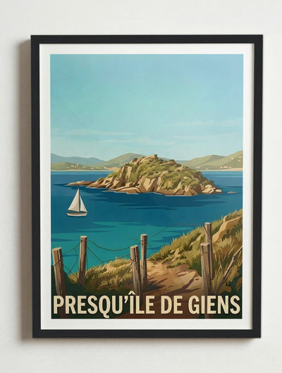 Affiche de la Presqu'Île de Giens – Cadre noir