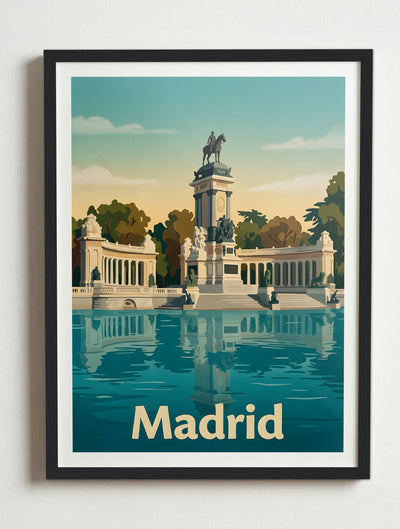 Affiche de Madrid - Parc du retiro – Cadre noir