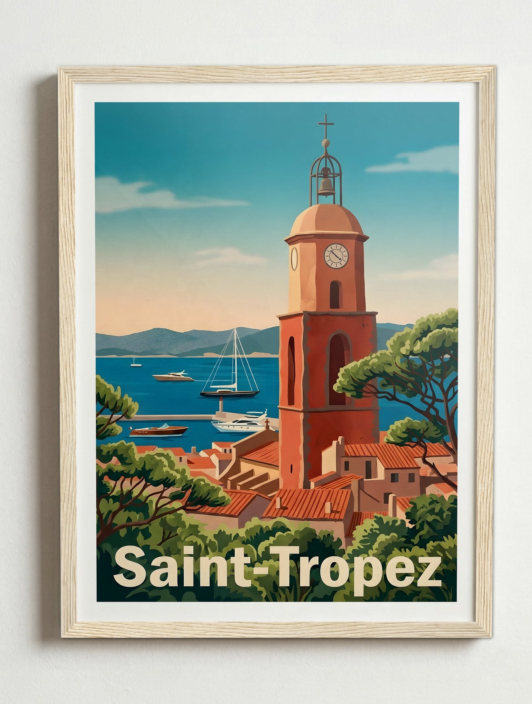 Affiche de Saint-Tropez – Cadre bois