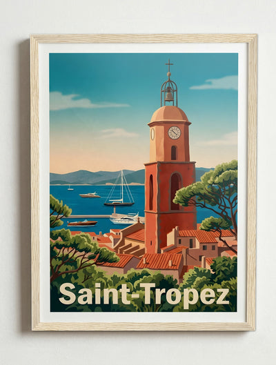 Affiche de Saint-Tropez – Cadre bois