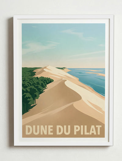 Affiche de la Dune du Pilat – Cadre blanc